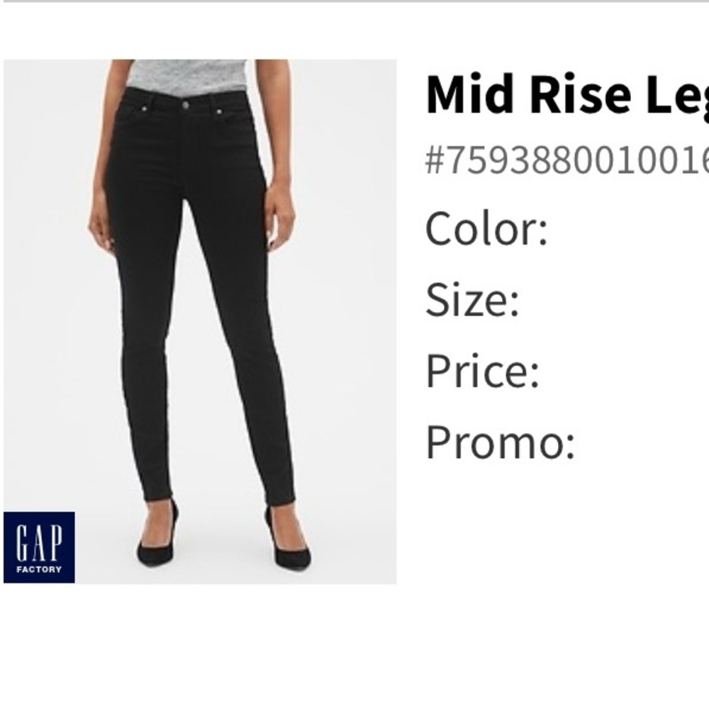 Mid rise black jeggings NWT